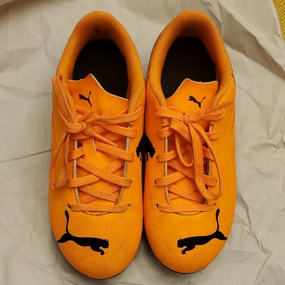 PUMA Unisex Youth Soccer Cleats Orange/Black US Size 13